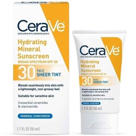 تصویر ضد آفتاب مینرال رنگی سراوی CeraVe مدل Hydrating حجم 50 میل 