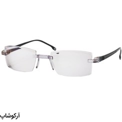 تصویر عینک طبی دور بین با نمره -2.00 فریم لس، دسته مشکی، لنز بلوکات و شکل مستطیلی مدل DBA301 