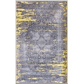 تصویر فرش ماشینی طرح پتینه کد2013 زمینه طوسی و زرد 