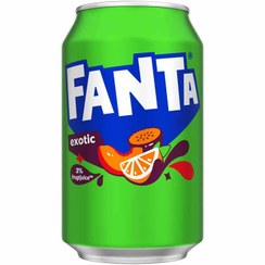 تصویر نوشابه قوطی اورجینال فانتا Fanta مدل exotic حجم 330 میل 