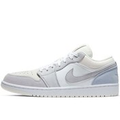 تصویر کتانی نایکی ایر جردن ۱ لو خاکستری آبی سایز ۳۷ تا ۴۵ چرم مصنوعی 