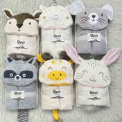 تصویر حوله دورپیچ طرح گاو رنگ سفید پاپو Papo 