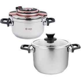 تصویر زودپز روگازی ام جی اس مدل PC201 ظرفیت ۶ لیتر استیل 