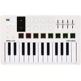 تصویر میدی کنترلر آرتوریا Arturia MiniLab 3 White Arturia MiniLab 3 Compact MIDI Keyboard and Pad Controller (White)