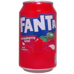 تصویر نوشابه قوطی دانمارکی فانتا FANTA Strawberry kiwi با طعم کیوی توت فرنگی 330 میل 