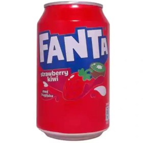 تصویر نوشابه قوطی دانمارکی فانتا FANTA Strawberry kiwi با طعم کیوی توت فرنگی 330 میل 