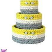 تصویر سبدقلاب بافی تریکو مدل گندمی مجموعه سه عددی 