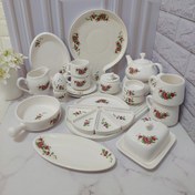 تصویر ست صبحانه خوری گل سرخی قدیمی 