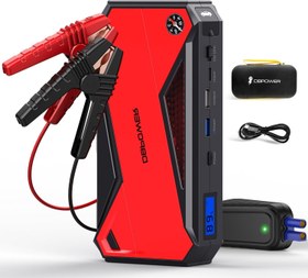 تصویر تقویت کننده باتری قابل حمل DBPOWER 800A Peak 18000mAh پرش ماشین قابل حمل (حداکثر 7.2 لیتر گاز/5.5 لیتر دیزل) با صفحه نمایش LCD (قرمز) DBPOWER 800A Peak 18000mAh Portable Car Jump Starter (up to 7.2L Gas/5.5L Diesel Engine) Portable Battery Booster with LCD Screen (Red)