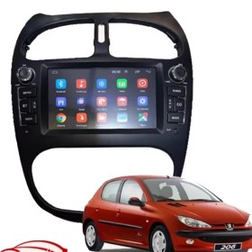 تصویر مانیتور اندروید پژو 206 مدل 7 اینچ دو ولومه Peugeot 206 7-inch Android monitor with two volumes