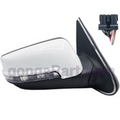 تصویر آینه بغل پژو پارس راهنمادار با فلاپ سفید کاوج راست 