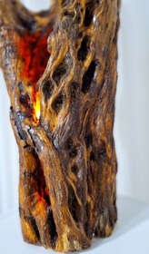 تصویر آباژور رو میزی چوبی طرح آتش 