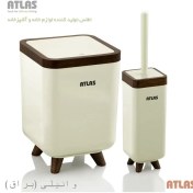تصویر ست سرویس بهداشتی اطلس ATLAS 2 تکه مدل ژیوار طرح چوب 222 جدید کد 706 