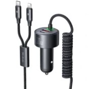 تصویر شارژر فندکی120 وات مک دودو مدل cc-0370 به همراه کابل USB-C/لایتنینگ 