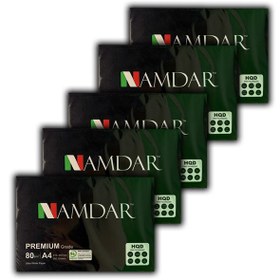 تصویر کاغذ A4 نامدار مدل premium بسته 5 عددی Namdar A4 paper premium grade pack of 5