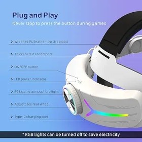تصویر هدبند C2 برای Meta Quest 3 RGB gaming charging head strap for meta Quest 3