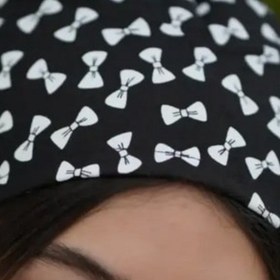 تصویر کلاه جراحی مشکی طرح پاپیون ساده 