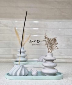 تصویر ست دکوری 3 تیکه سبز+طوسی مینیمال 