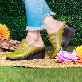 تصویر صندل طبی چرم طبیعی زنانه مدل بهاره سبز Bahareh 