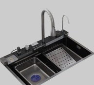 تصویر سینک پیانویی پنج کلید دودی(سینک۵کلید مشکی) با تمام تجهیزات بهترین کیفیت با گارانتی برند تایل تپ در شیرازهزینه ارسال پسکرایه 