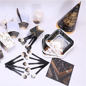 تصویر ریسه پرچم تم تولد گرانیتی مشکی 