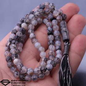 تصویر تسبیح عقیق شجر ۱۰۱ دانه سنگ طبیعی 