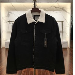 تصویر کت جین مشکی خزدار مردانه کیفیت عالی _ دیلم پلاس 