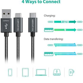 تصویر کابل تبدیل USB-C به USB 2.0/USB-C راو پاور مدل RP-TPC006 طول 1 متر 
