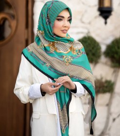 تصویر روسری نخی سیااسکارف قواره 140 برند جی ان تی کد 148 Gnt scarf code 148