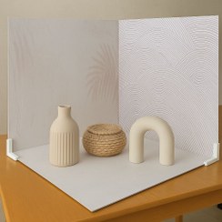 تصویر بکدراپ سه نبش همراه 3 عدد نبشی اتصال backdrop