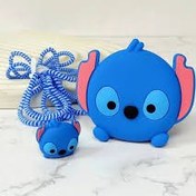 تصویر محافظ کابل طرح فانتزی مدل مایک کد 205 به همراه محافظ شارژر دیواری مجموعه 4 عددی - سبز فسفری 