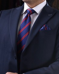 تصویر کراوات و دستمال جیب NESEN - طرح کجراه سرمه‌ای T255 