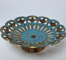 تصویر کاسه برنجی مشبک میناکاری ۵ رنگ(عددی) Enameled brass mesh bowl