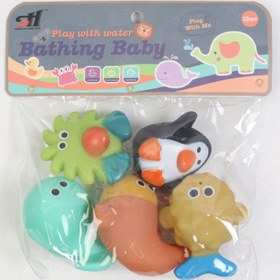 تصویر اسباب بازی 5 تکه حمام نوزادی طرح حیوانات 