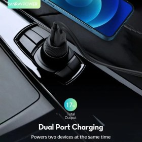 تصویر شارژر فندکی راوپاور مدل RP-VC1016 RavPower RP-VC1016 PD 20W 2-Port Car Charger