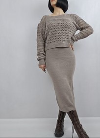 تصویر ست دو تکه پیراهن و رویه چنس این محصول وارداتی می باشد