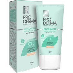 تصویر CCکرم رنگی صورت پوست معمولی و حساس spf40بژروشن پرودرماproderma 