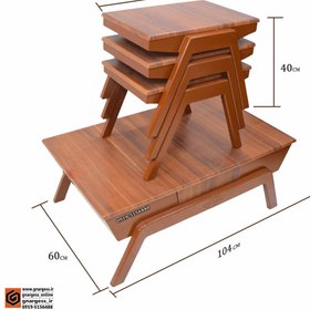 تصویر میز جلومبلی و میز عسلی قایقی ام دی اف با صفحه عایق شده 