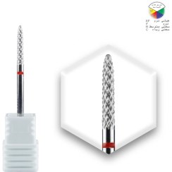 تصویر سر سوهان الماسه ناخن مخروطی دورگیری نوار قرمز 