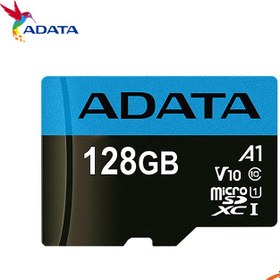 تصویر کارت حافظه میکرو اس‌دی ا‎ی‌دیتا مدل SDXC UHS-I V10 R100W25 با ظرفیت 128 گیگابایت به همراه آداپتور ا ADATA MEMORY CARD SDXC UHS-I V10 +ADP R100W25 128GB ADATA MEMORY CARD SDXC UHS-I V10 +ADP R100W25 128GB