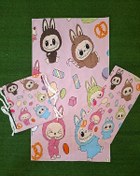 تصویر پک اقتصادی حوله زیرانداز ورزشی و کوله ورزشی(شوزبگ) labubu 