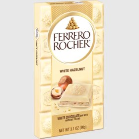 تصویر شکلات تخته ای ایتالیایی فررو ریچر Ferrero Rocher White Chocolate Hazelnut فندقی شکلاتی سفید 90 گرم 