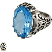 تصویر انگشتر مردانه نقره با سنگ توپاز آبی 