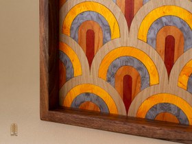 تصویر سینی چوبی معرق رنگین کمان