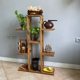 تصویر استند گلدان چوبی روستیک دکور مدل Pn900 flower stand