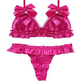 تصویر ست شورت و سوتین فانتزی ساتن flore فلور کد ۲۰۱۷ 