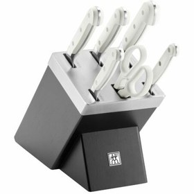 تصویر سرویس چاقو ۷پارچه زولینگ مدل پرو سفید با استند خود تیز شونده Zwilling pro sharp block 7pcs knife set 