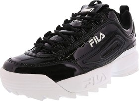 تصویر کفش کتانی زنانه فیلا مدل Disruptor Ii Script Fila Women's Disruptor II Premium Velour Sneakers 7.5 Black/White/White