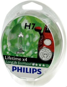 تصویر لامپ هالوژن چراغ خودرو فیلیپس هلند Philips LongLife EcoVision H7 12972LLECOS2 