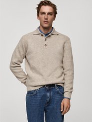 تصویر پلیور بافتنی یقه‌دار با فیت معمولی برند mango man Regular Fit Knitted Polo Sweater